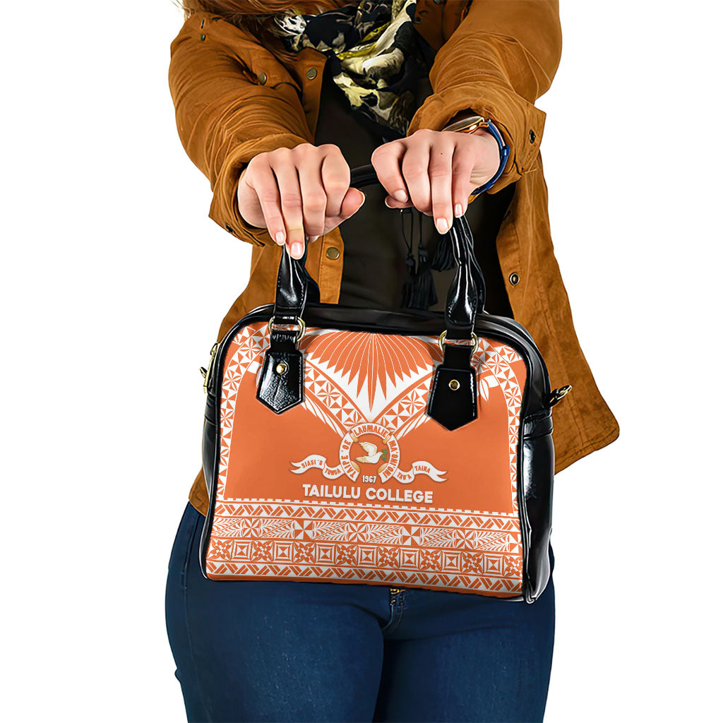 Tonga Tailulu College Shoulder Handbag Tongan Kupesi Pattern LT05 One Size Orange - Polynesian Pride