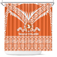 Tonga Tailulu College Shower Curtain Tongan Kupesi Pattern LT05 Orange - Polynesian Pride