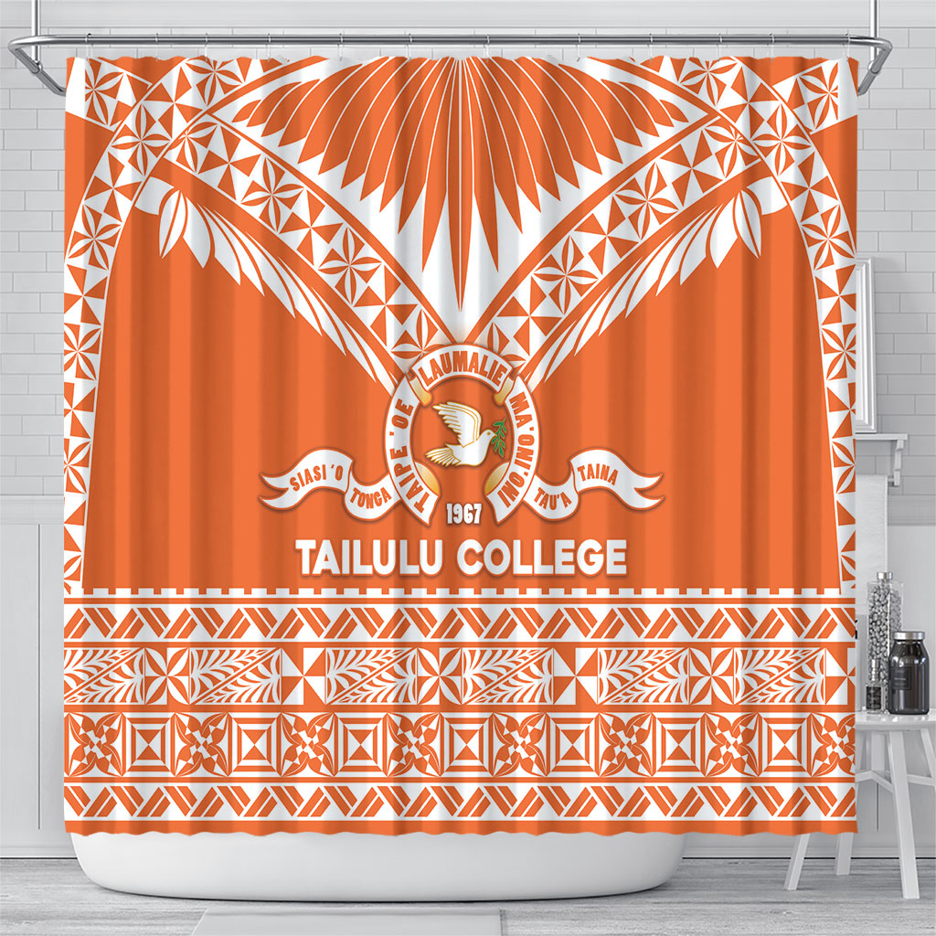 Tonga Tailulu College Shower Curtain Tongan Kupesi Pattern LT05 - Polynesian Pride