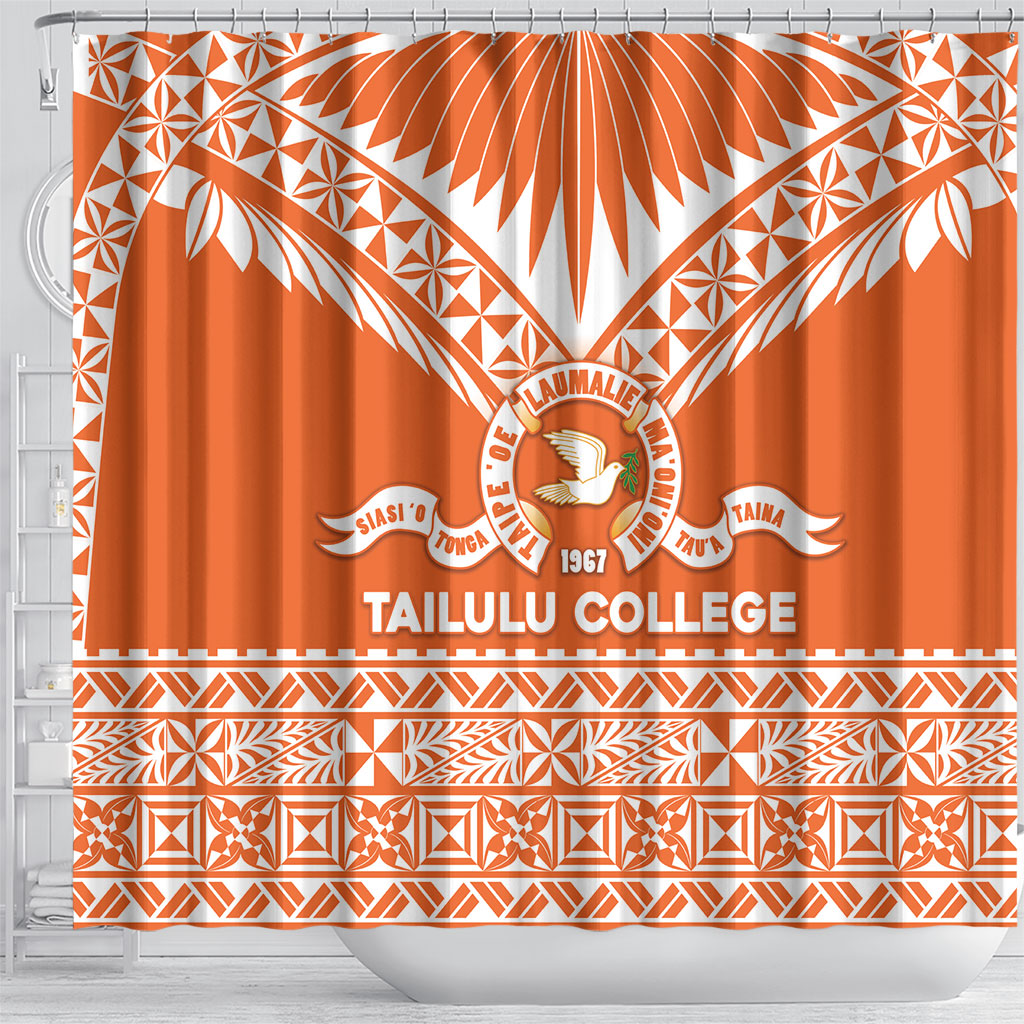 Tonga Tailulu College Shower Curtain Tongan Kupesi Pattern LT05 - Polynesian Pride
