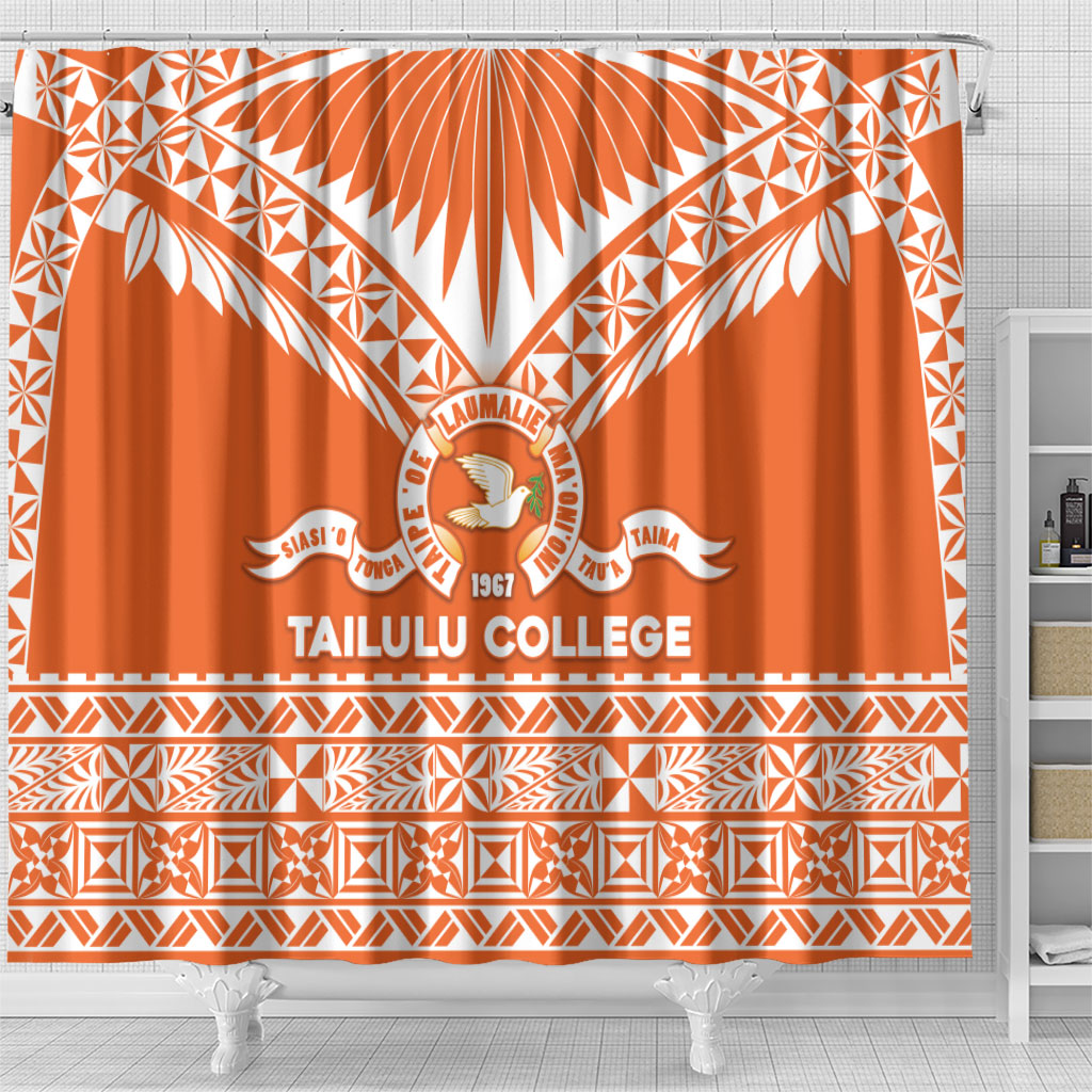 Tonga Tailulu College Shower Curtain Tongan Kupesi Pattern LT05 - Polynesian Pride