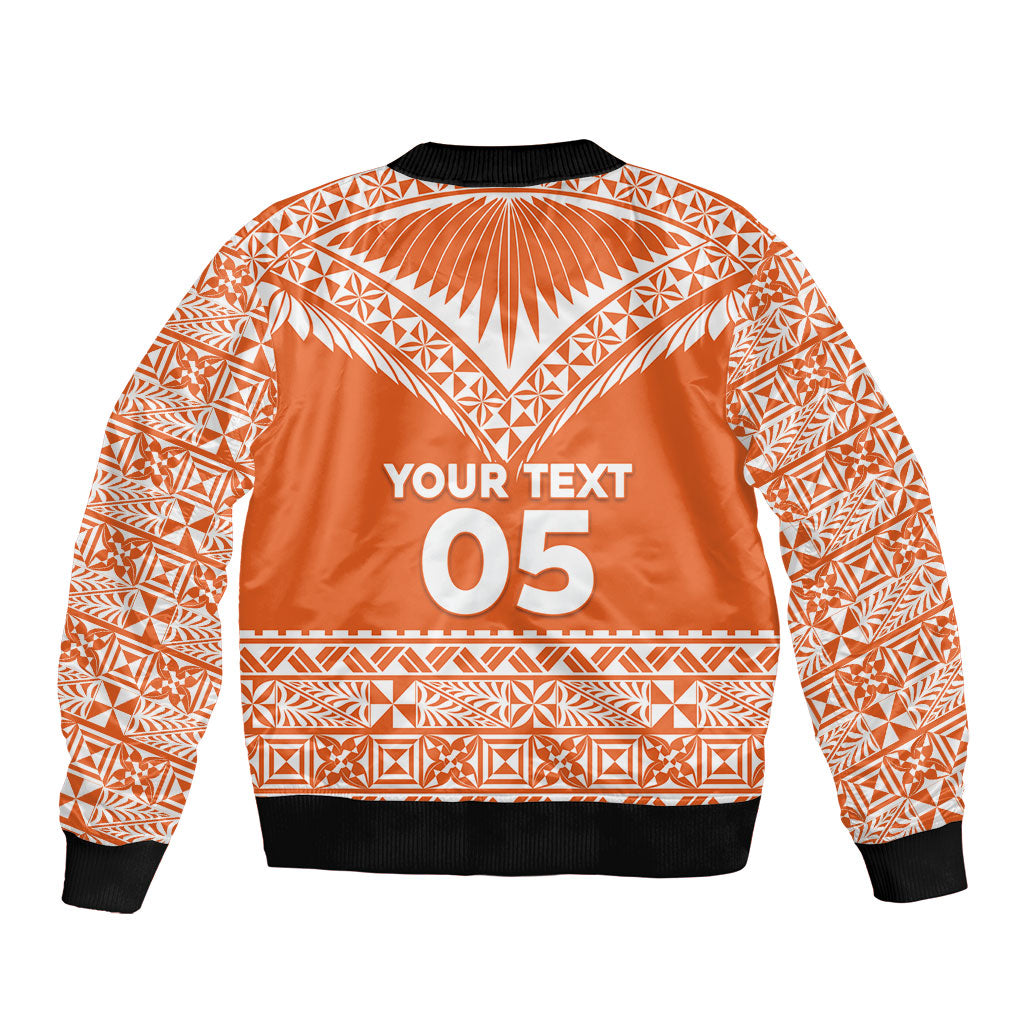 Personalised Tonga Tailulu College Sleeve Zip Bomber Jacket Tongan Kupesi Pattern LT05 - Polynesian Pride