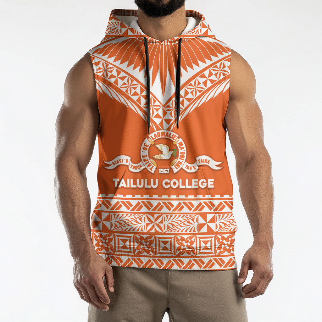 Personalised Tonga Tailulu College Sleeveless Hoodie Tongan Kupesi Pattern LT05 - Polynesian Pride