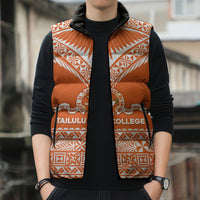 Personalised Tonga Tailulu College Sleeveless Puffer Jacket Tongan Kupesi Pattern LT05 - Polynesian Pride