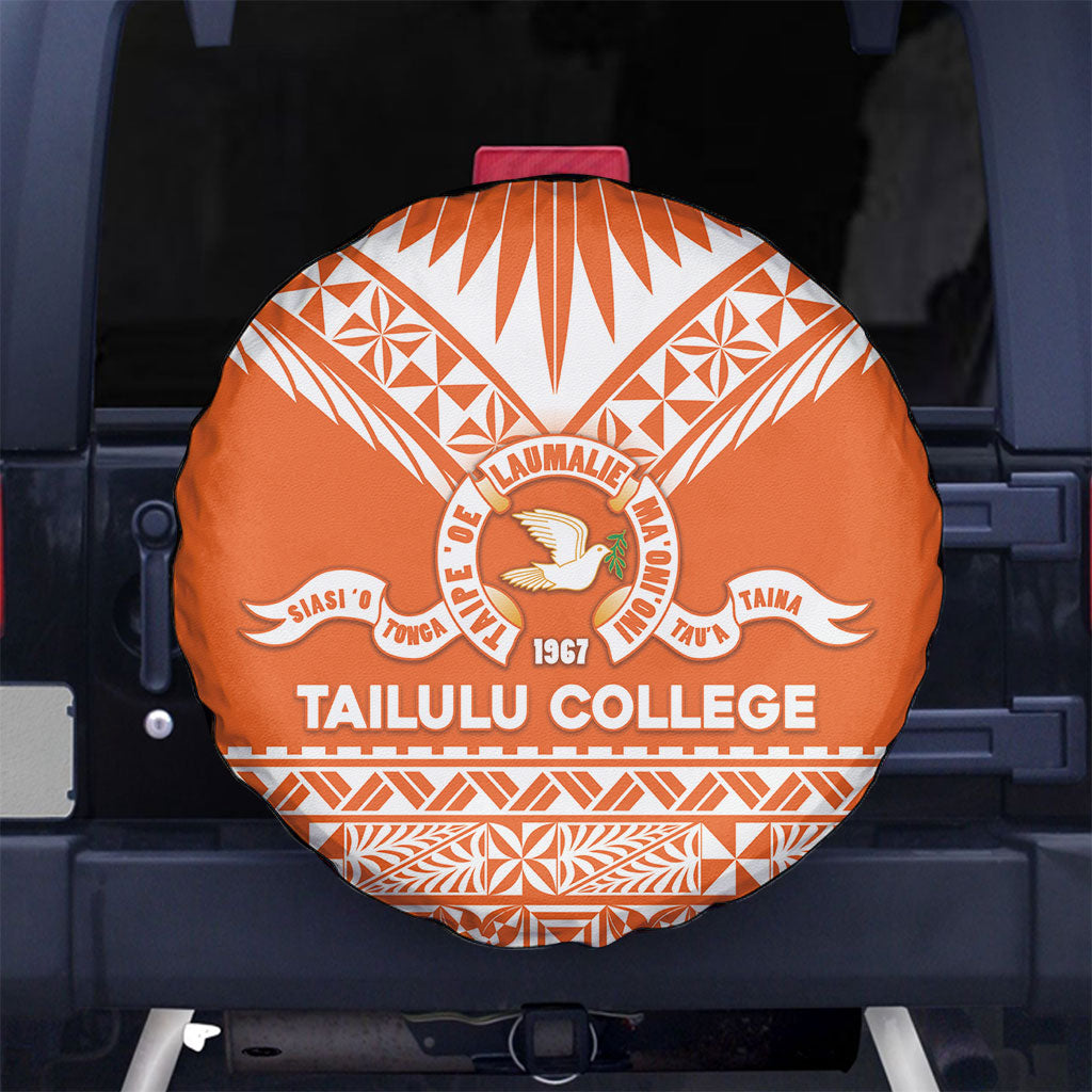 Tonga Tailulu College Spare Tire Cover Tongan Kupesi Pattern LT05 No hole Orange - Polynesian Pride