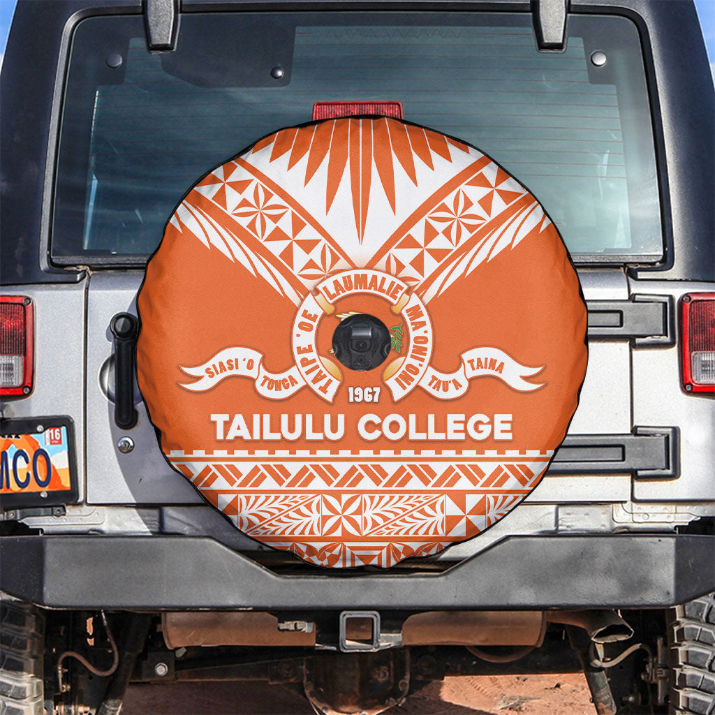 Tonga Tailulu College Spare Tire Cover Tongan Kupesi Pattern LT05 Orange - Polynesian Pride