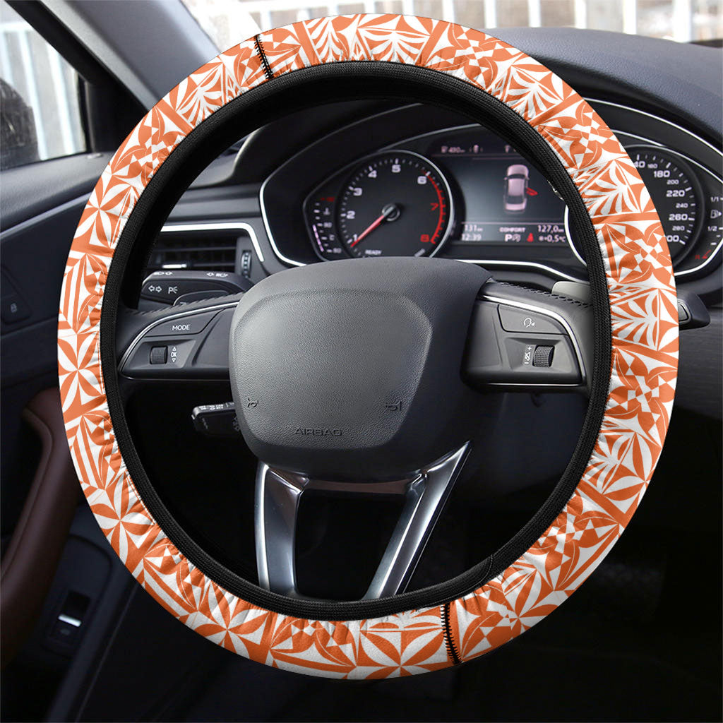 Tonga Tailulu College Steering Wheel Cover Tongan Kupesi Pattern LT05 - Polynesian Pride