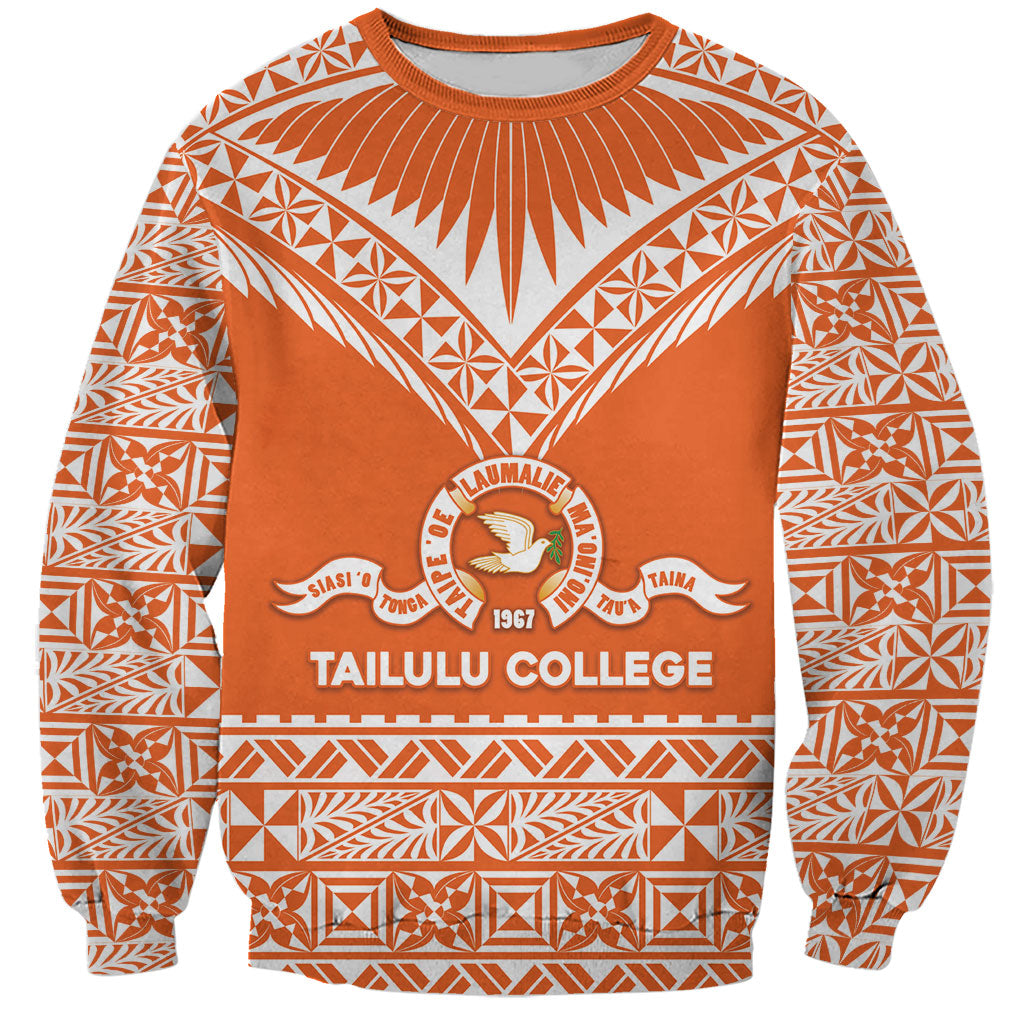 Personalised Tonga Tailulu College Sweatshirt Tongan Kupesi Pattern LT05 Unisex Orange - Polynesian Pride