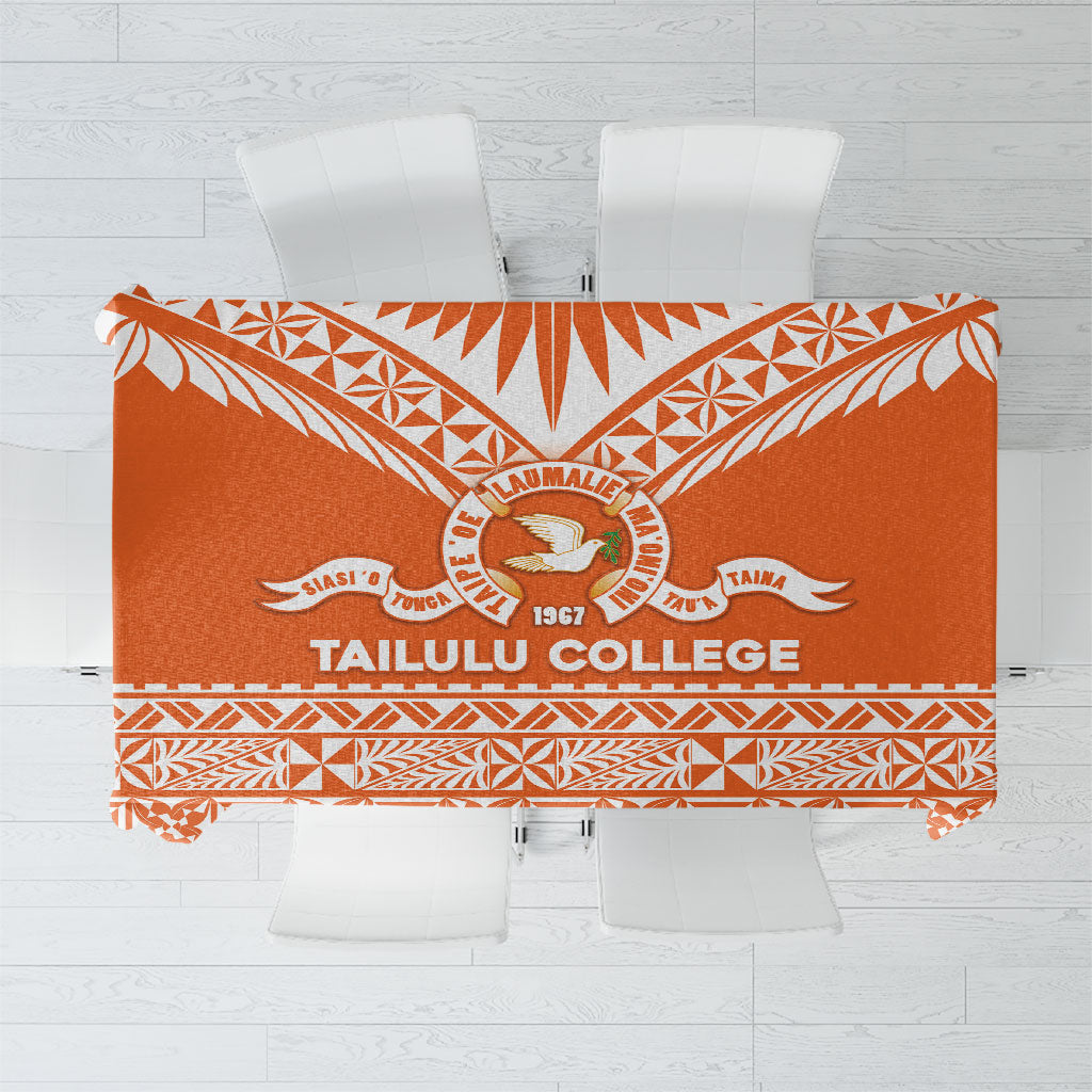 Tonga Tailulu College Tablecloth Tongan Kupesi Pattern LT05 Orange - Polynesian Pride