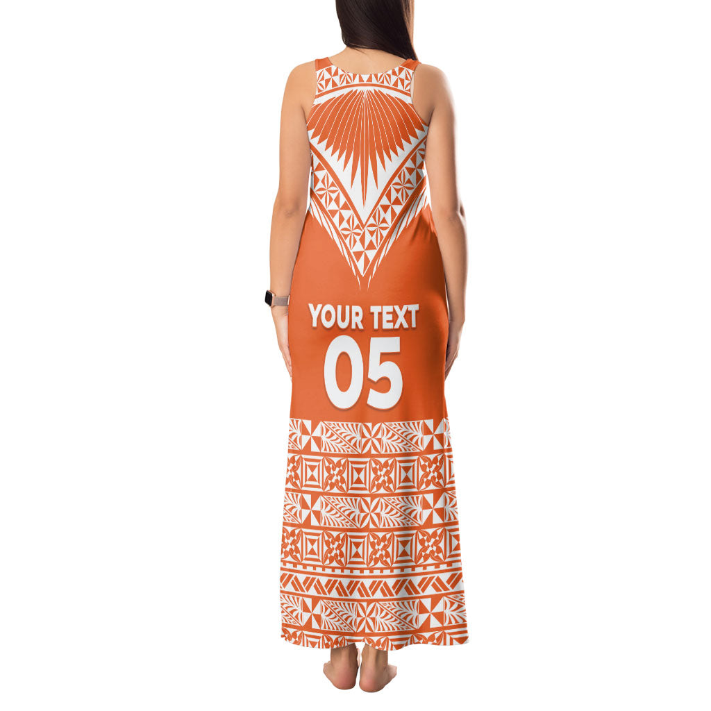 Personalised Tonga Tailulu College Tank Maxi Dress Tongan Kupesi Pattern LT05 - Polynesian Pride