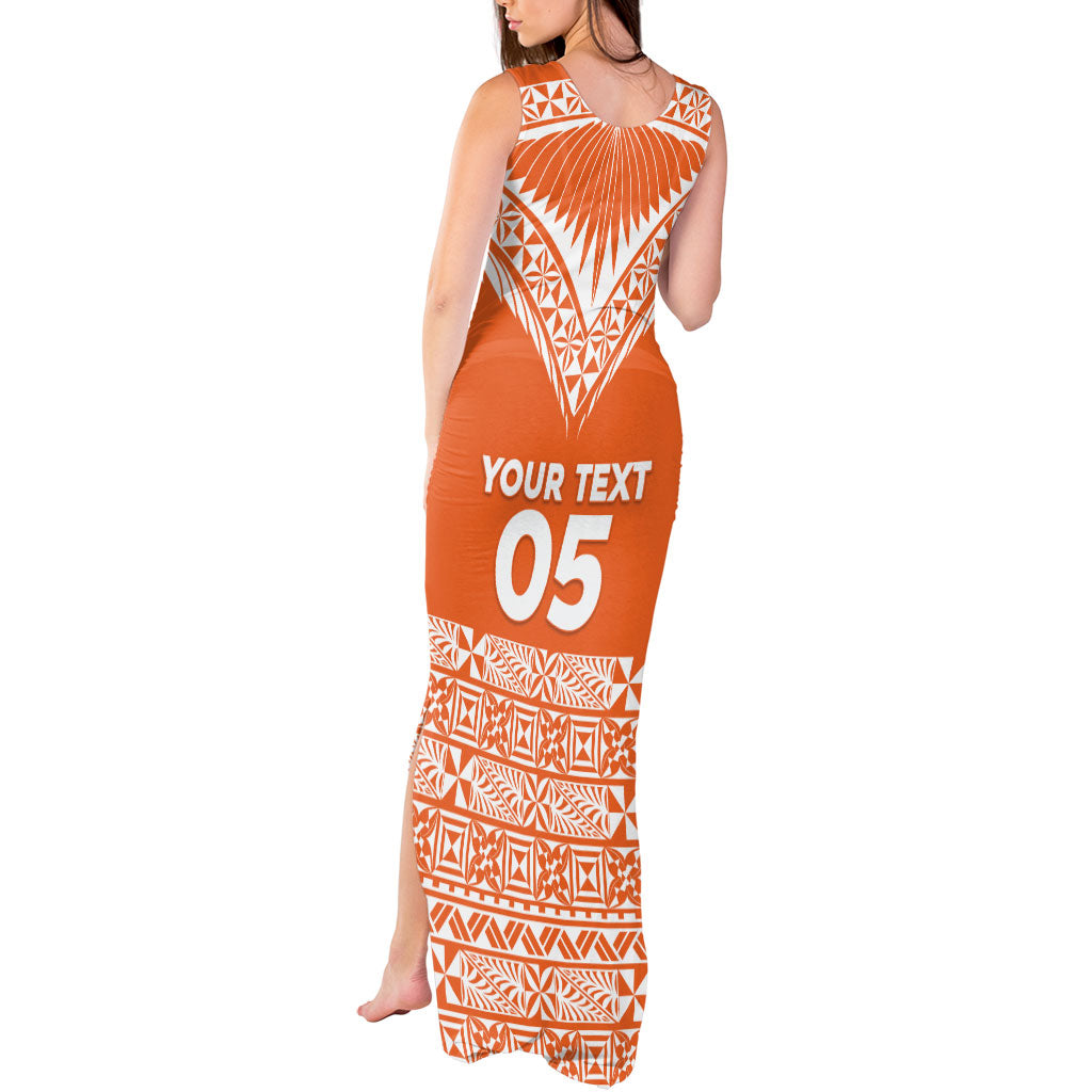 Personalised Tonga Tailulu College Tank Maxi Dress Tongan Kupesi Pattern LT05 - Polynesian Pride