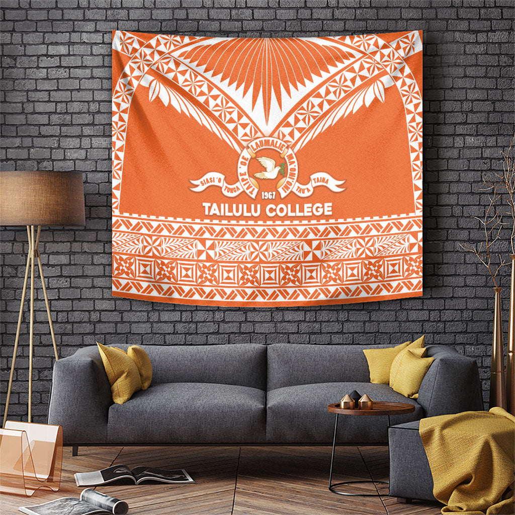 Tonga Tailulu College Tapestry Tongan Kupesi Pattern LT05 Orange - Polynesian Pride