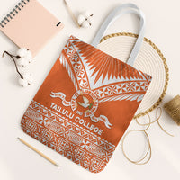 Tonga Tailulu College Tote Bag Tongan Kupesi Pattern LT05 White Strap One Size Orange - Polynesian Pride