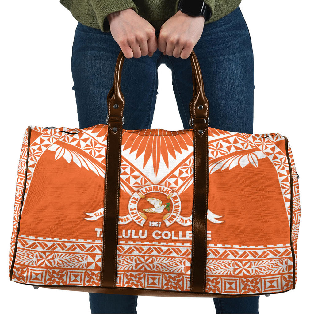 Tonga Tailulu College Travel Bag Tongan Kupesi Pattern LT05 Orange - Polynesian Pride