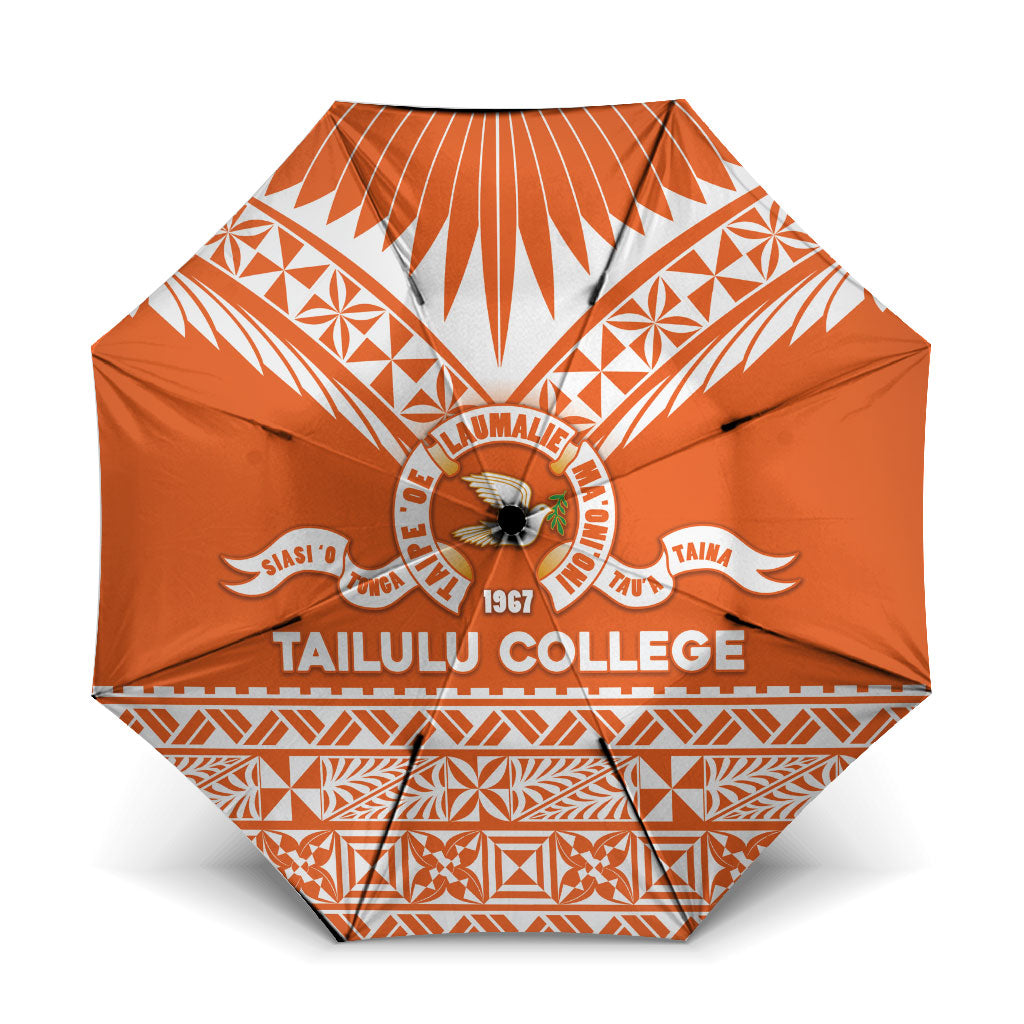 Tonga Tailulu College Umbrella Tongan Kupesi Pattern LT05 One Size Folded 11.42 inch Opened Diameter 37.4 inch Orange - Polynesian Pride