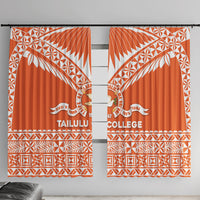 Tonga Tailulu College Window Curtain Tongan Kupesi Pattern LT05 With Hooks Orange - Polynesian Pride