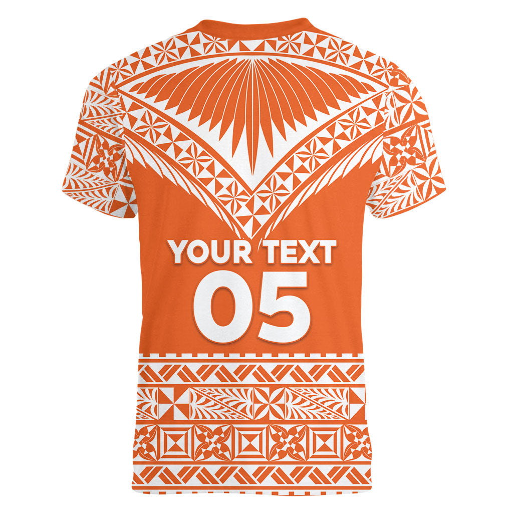 Personalised Tonga Tailulu College Women V-Neck T-Shirt Tongan Kupesi Pattern LT05 - Polynesian Pride