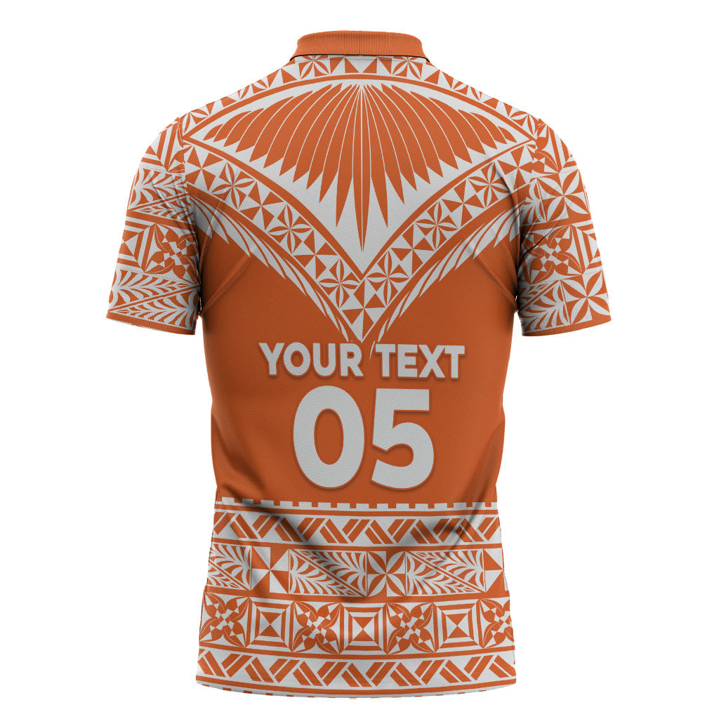 Personalised Tonga Tailulu College Zipper Polo Shirt Tongan Kupesi Pattern LT05 - Polynesian Pride