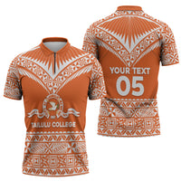 Personalised Tonga Tailulu College Zipper Polo Shirt Tongan Kupesi Pattern LT05 - Polynesian Pride