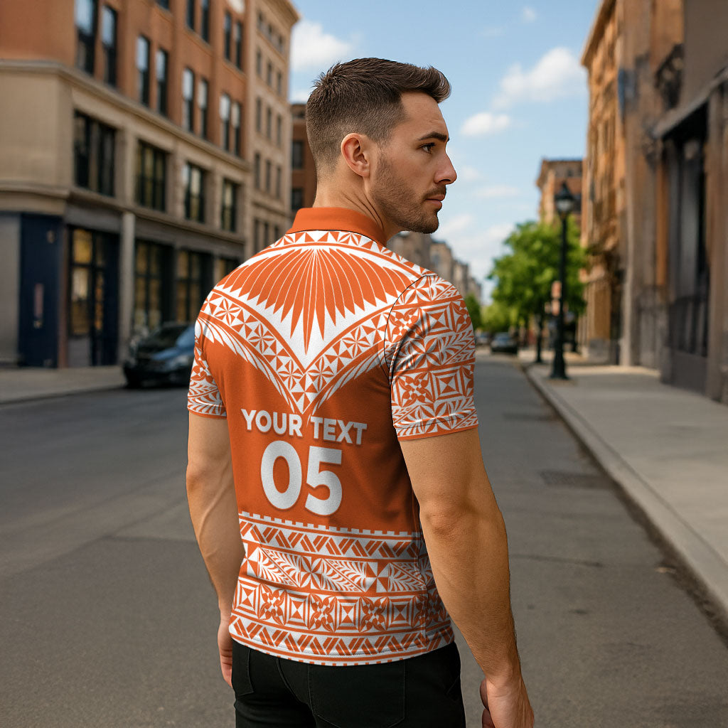 Personalised Tonga Tailulu College Zipper Polo Shirt Tongan Kupesi Pattern LT05 - Polynesian Pride
