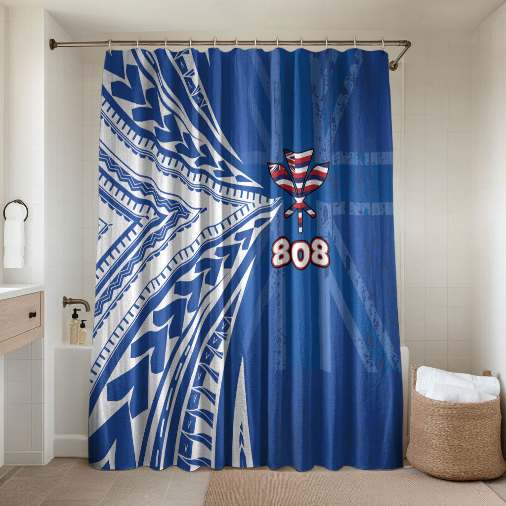 Hawaii 808 Bathroom Set Unique Style LT05 Shower Curtain Only Blue - Polynesian Pride