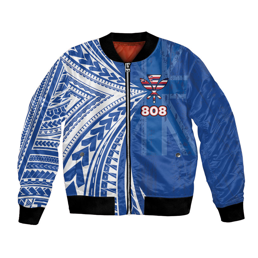 Personalised Hawaii 808 Bomber Jacket Unique Style LT05 Unisex Blue - Polynesian Pride