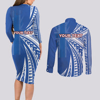 Personalised Hawaii 808 Couples Matching Long Sleeve Bodycon Dress and Long Sleeve Button Shirt Unique Style LT05 - Polynesian Pride