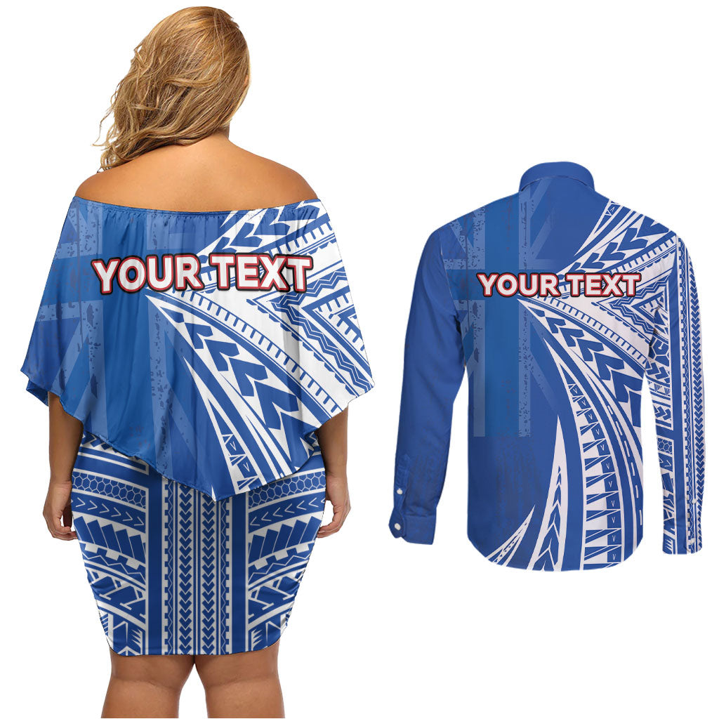 Personalised Hawaii 808 Couples Matching Off Shoulder Short Dress and Long Sleeve Button Shirt Unique Style LT05 - Polynesian Pride