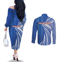 Personalised Hawaii 808 Couples Matching Off The Shoulder Long Sleeve Dress and Long Sleeve Button Shirt Unique Style LT05 - Polynesian Pride