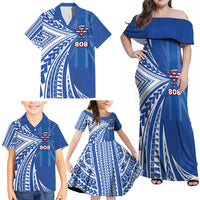Personalised Hawaii 808 Family Matching Off Shoulder Maxi Dress and Hawaiian Shirt Unique Style LT05 - Polynesian Pride