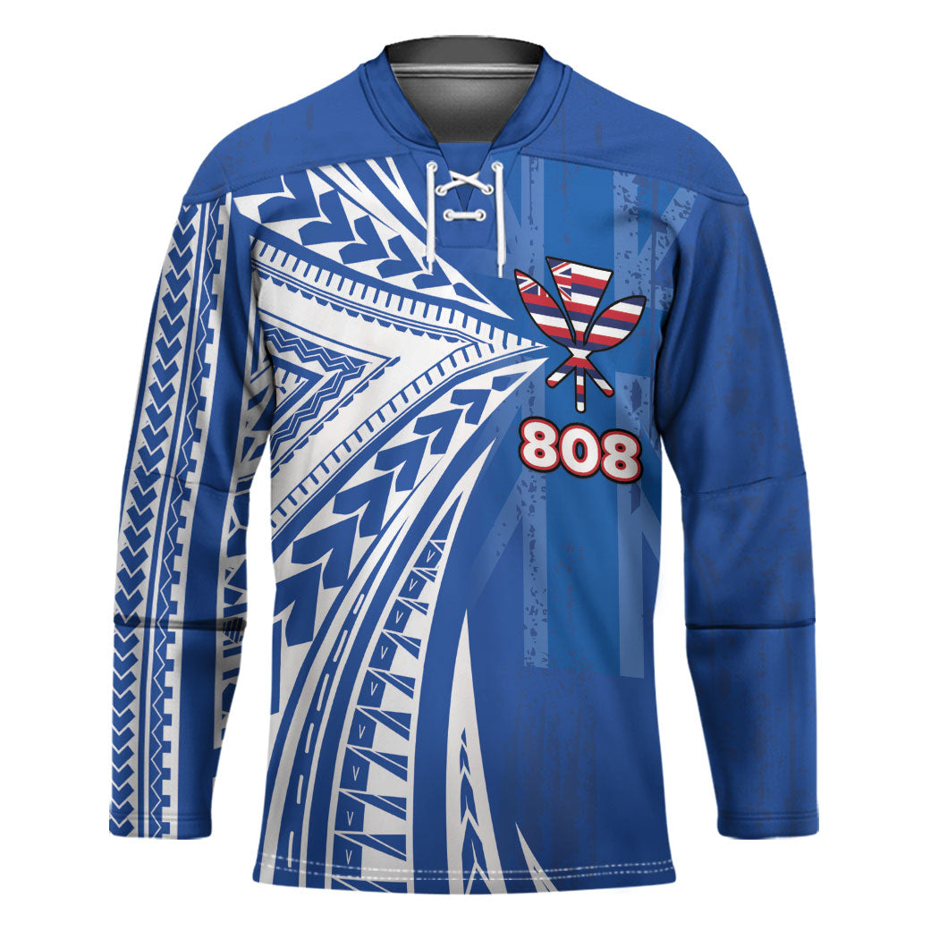 Personalised Hawaii 808 Hockey Jersey Unique Style LT05 Unisex Blue - Polynesian Pride