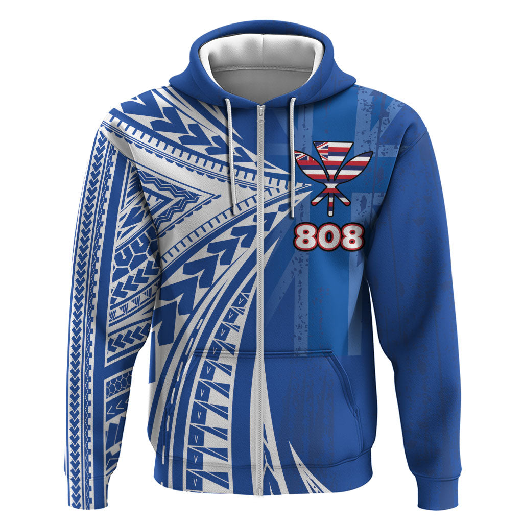Personalised Hawaii 808 Hoodie Unique Style LT05 Zip Hoodie Blue - Polynesian Pride