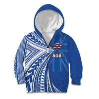Personalised Hawaii 808 Kid Hoodie Unique Style LT05 Zip Hoodie Blue - Polynesian Pride