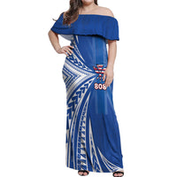 Personalised Hawaii 808 Off Shoulder Maxi Dress Unique Style LT05 Women Blue - Polynesian Pride