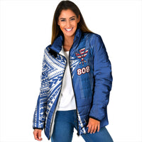Personalised Hawaii 808 Padded Jacket Unique Style LT05 Women Blue - Polynesian Pride