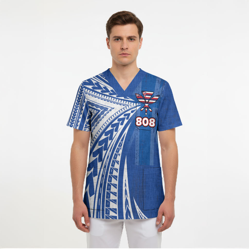 Personalised Hawaii 808 Scrub Top Unique Style LT05 - Polynesian Pride