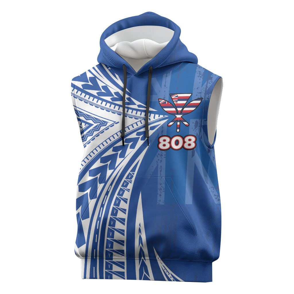 Personalised Hawaii 808 Sleeveless Hoodie Unique Style LT05 Blue - Polynesian Pride