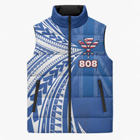 Personalised Hawaii 808 Sleeveless Puffer Jacket Unique Style LT05 Unisex Blue - Polynesian Pride
