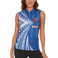 Personalised Hawaii 808 Women Sleeveless Polo Shirt Unique Style LT05 - Polynesian Pride