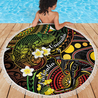 Vanuatu And Australia Aboriginal Beach Blanket Iguana And Kangaroo Together LT05 - Polynesian Pride
