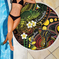 Vanuatu And Australia Aboriginal Beach Blanket Iguana And Kangaroo Together LT05 - Polynesian Pride