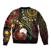 Vanuatu And Australia Aboriginal Bomber Jacket Iguana And Kangaroo Together LT05 - Polynesian Pride
