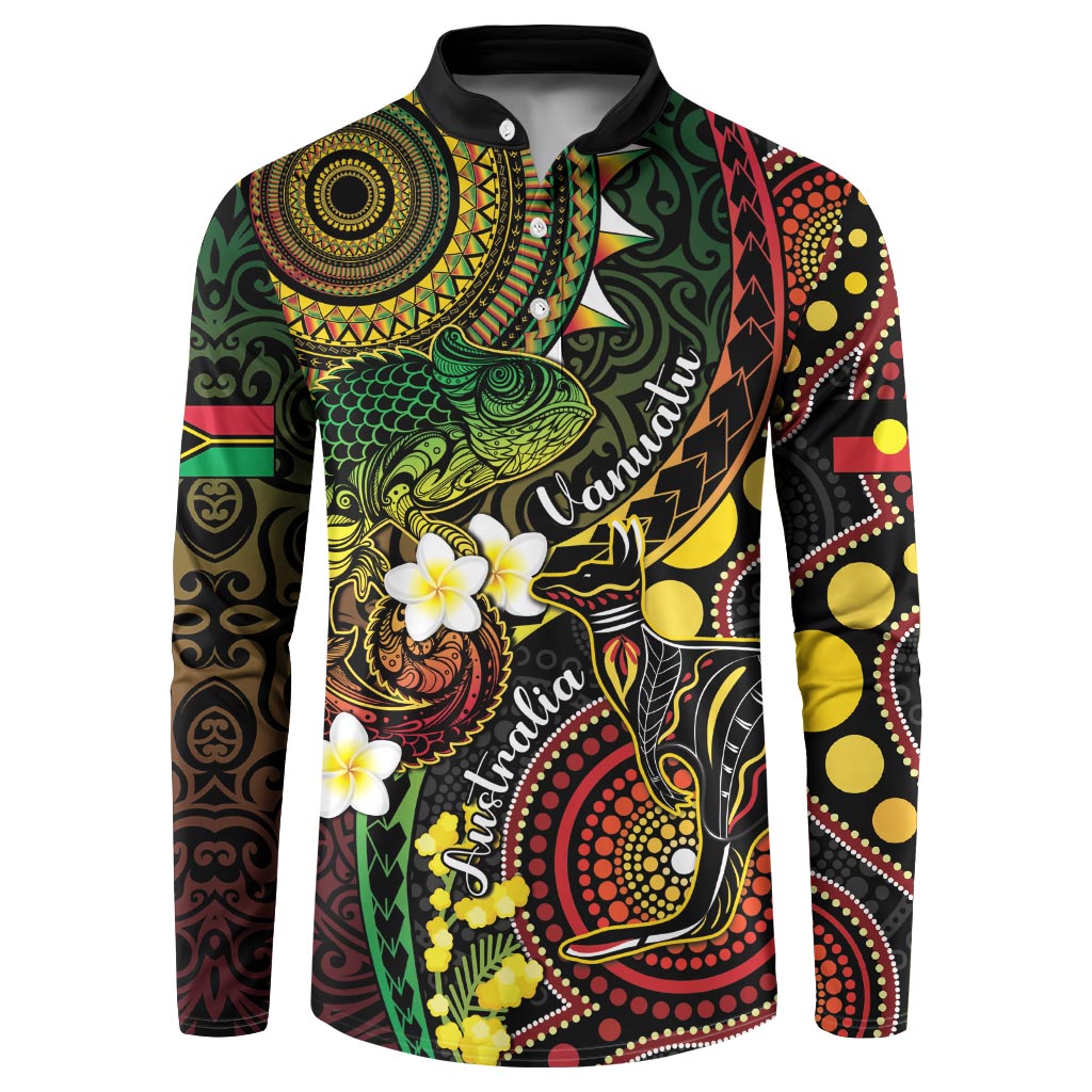 Vanuatu And Australia Aboriginal Button Sweatshirt Iguana And Kangaroo Together