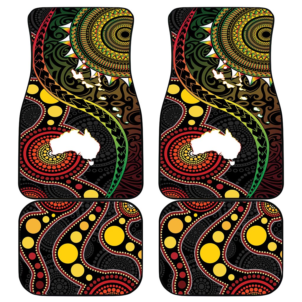 Vanuatu And Australia Aboriginal Car Mats Iguana And Kangaroo Together LT05 - Polynesian Pride