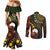 Vanuatu And Australia Aboriginal Couples Matching Mermaid Dress and Long Sleeve Button Shirt Iguana And Kangaroo Together