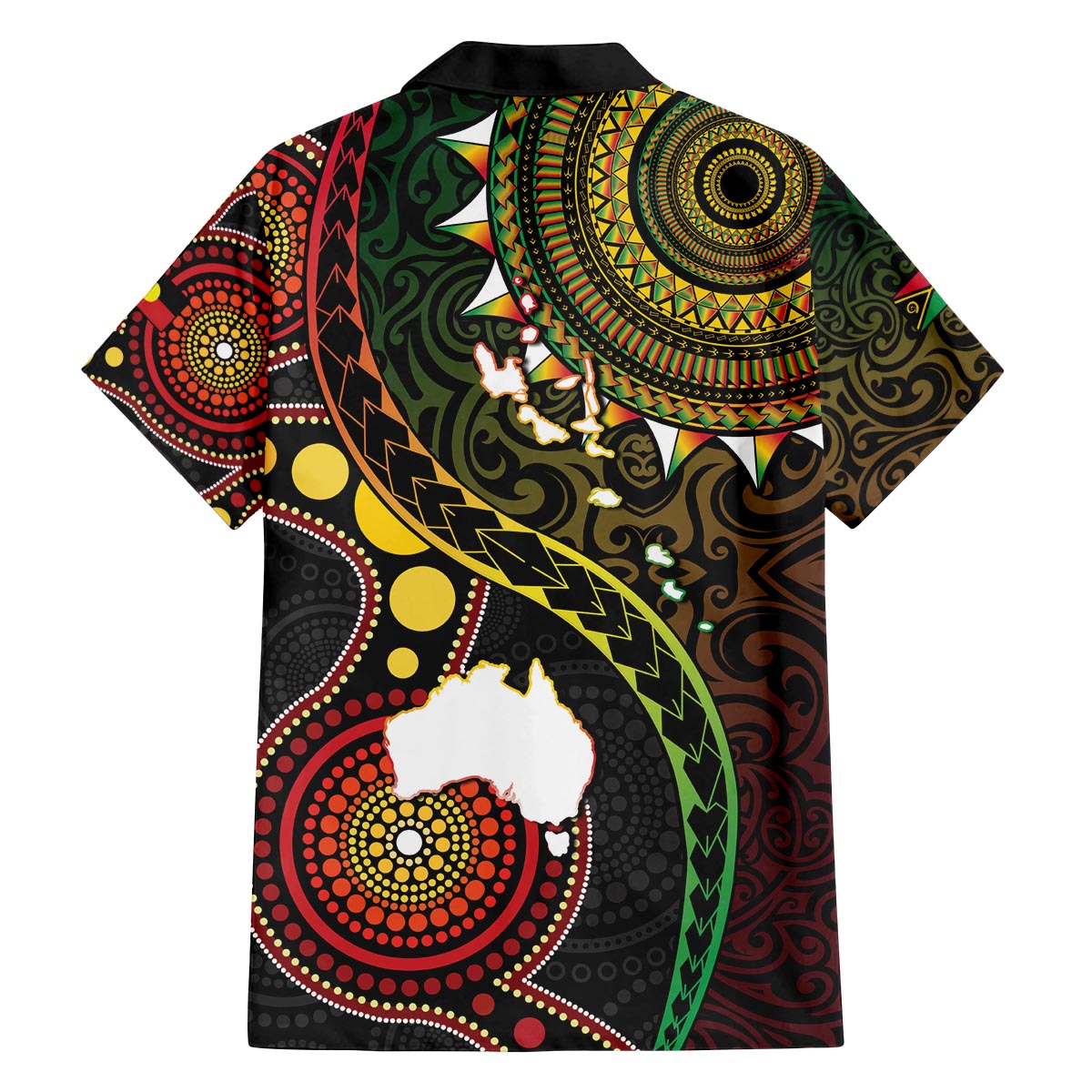 Vanuatu And Australia Aboriginal Family Matching Puletasi and Hawaiian Shirt Iguana And Kangaroo Together LT05 - Polynesian Pride