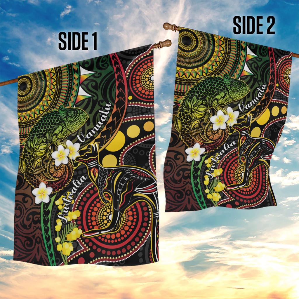 Vanuatu And Australia Aboriginal Garden Flag Iguana And Kangaroo Together LT05 - Polynesian Pride