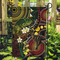 Vanuatu And Australia Aboriginal Garden Flag Iguana And Kangaroo Together LT05 Garden Flag Black - Polynesian Pride