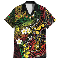 Vanuatu And Australia Aboriginal Hawaiian Shirt Iguana And Kangaroo Together LT05 Black - Polynesian Pride