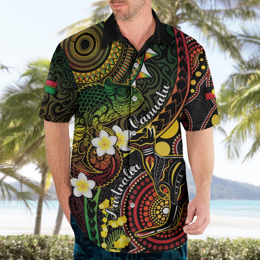 Vanuatu And Australia Aboriginal Hawaiian Shirt Iguana And Kangaroo Together LT05 - Polynesian Pride